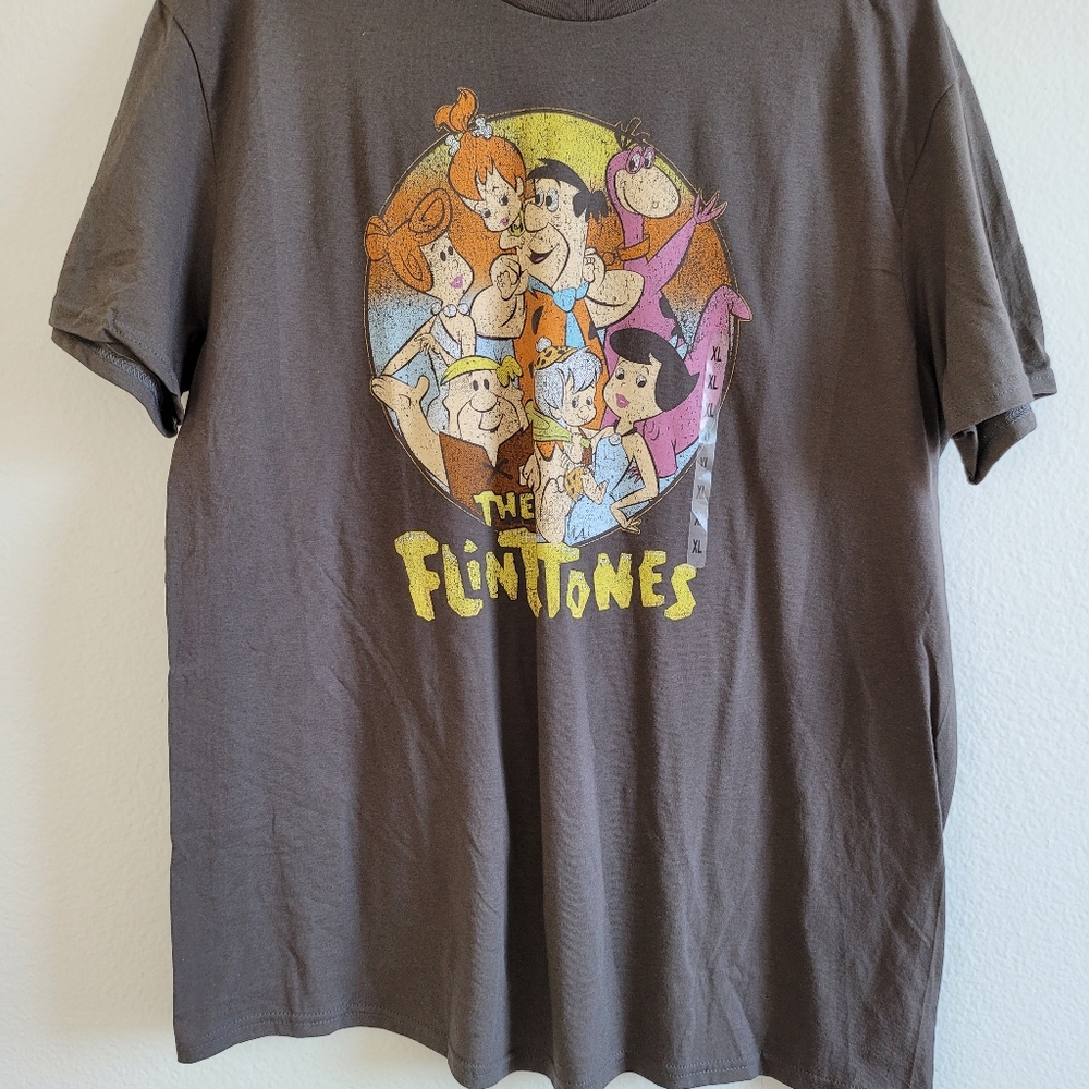 (G-1 / #03) The Flinstones whole gang circle T-shirt Top Size XL